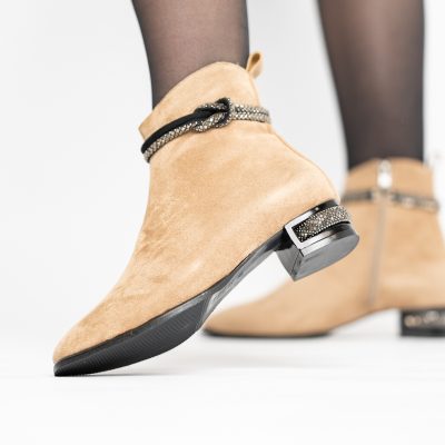 Botine damă din piele ecologică intoarsă culoare Taupe (BS160BT2410036)