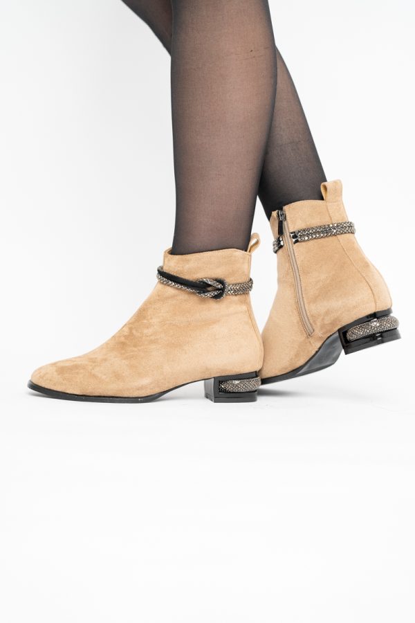 Botine damă din piele ecologică intoarsă culoare Taupe (BS160BT2410036) 139