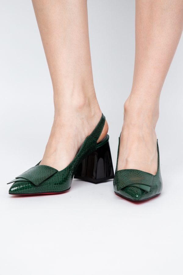 Pantofi damă cu Toc Eleganti Decupați din Piele Ecologica culoare verde - BS20021AY2405586 173
