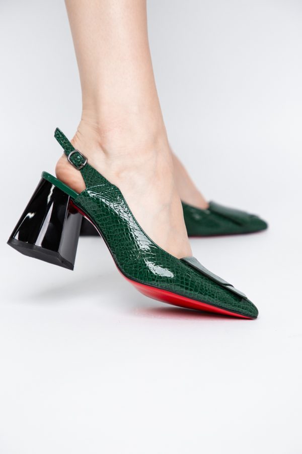 Pantofi damă cu Toc Eleganti Decupați din Piele Ecologica culoare verde - BS20021AY2405586 175