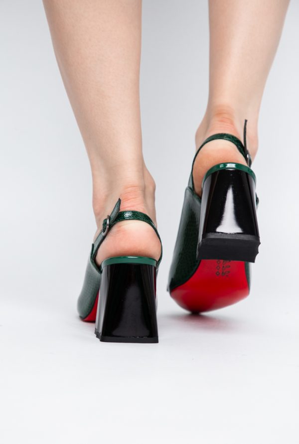 Pantofi damă cu Toc Eleganti Decupați din Piele Ecologica culoare verde - BS20021AY2405586 177