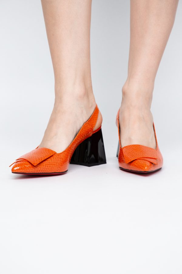 Pantofi damă cu Toc Eleganti Decupați din Piele Ecologica culoare portocaliu - BS20021AY2405587 173