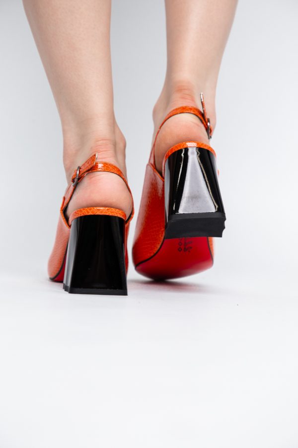 Pantofi damă cu Toc Eleganti Decupați din Piele Ecologica culoare portocaliu - BS20021AY2405587 177