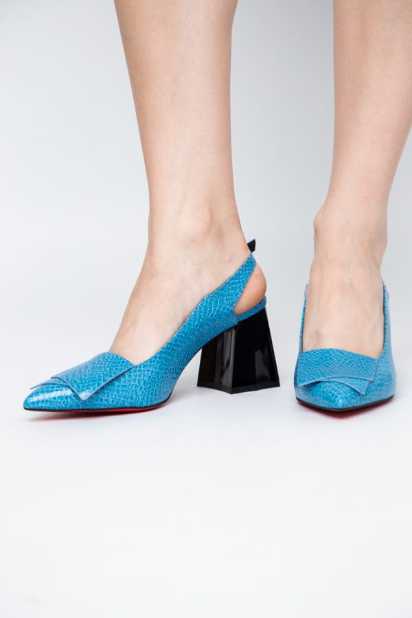 Pantofi damă cu Toc Eleganti Decupați din Piele Ecologica culoare Albastru - BS20021AY2405583 173