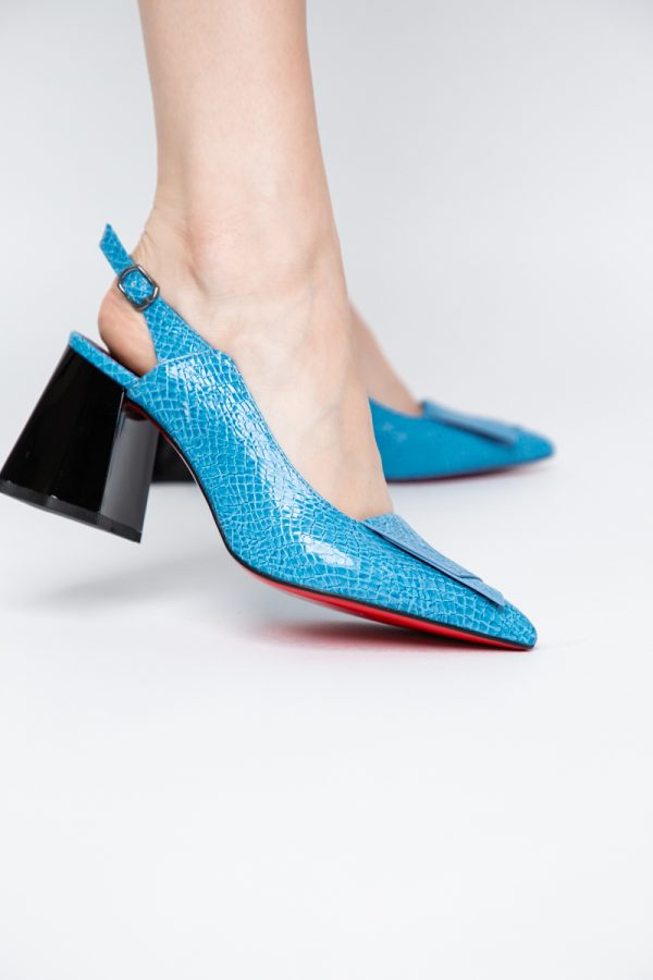 Pantofi damă cu Toc Eleganti Decupați din Piele Ecologica culoare Albastru - BS20021AY2405583 175