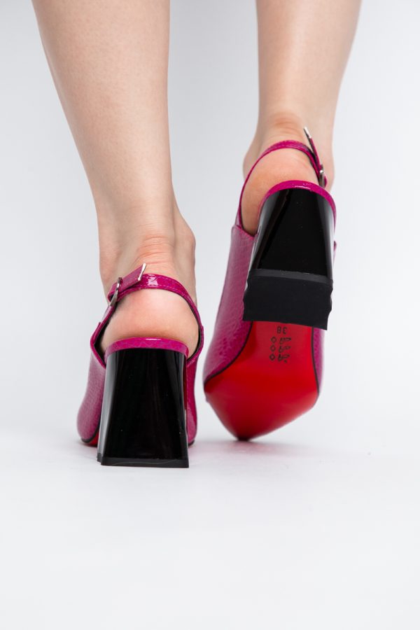 Pantofi damă cu Toc Eleganti Decupați din Piele Ecologica culoare Roz Fuchsia - BS20021AY2405592 177