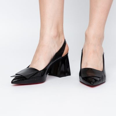 Pantofi damă cu Toc Eleganti Decupați din Piele Ecologica culoare Negru - BS20021AY2405585
