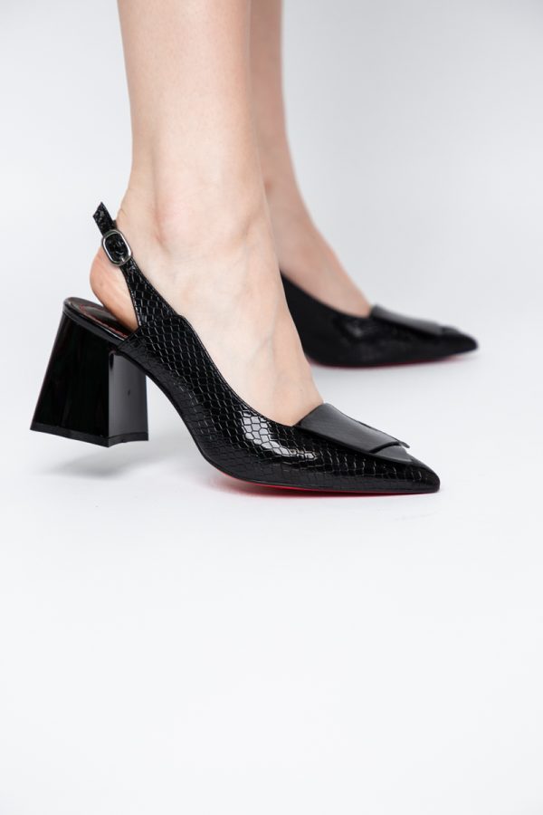 Pantofi damă cu Toc Eleganti Decupați din Piele Ecologica culoare Negru - BS20021AY2405585 175