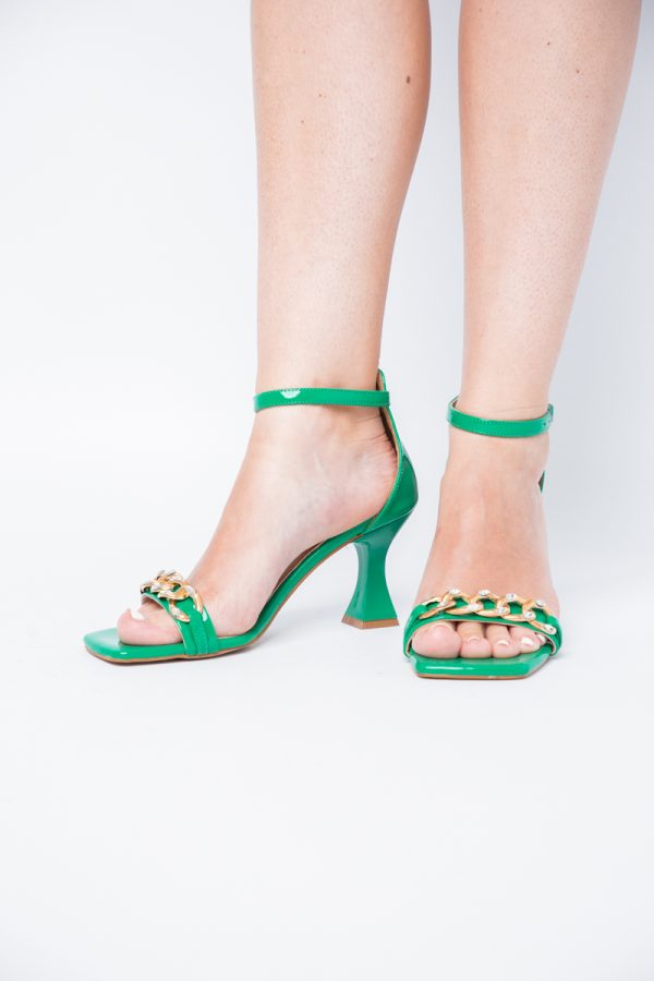Sandale cu Toc subtire varf drept din piele ecologică Verde (BS768SN2405519) 175
