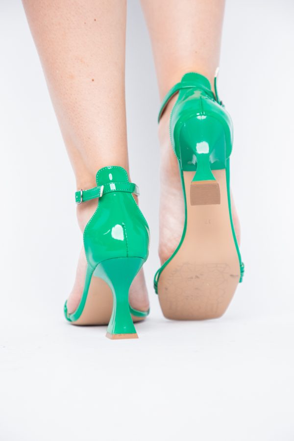 Sandale cu Toc subtire varf drept din piele ecologică Verde (BS768SN2405519) 177