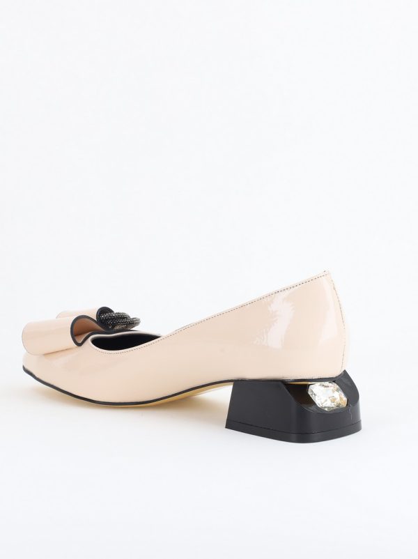 Pantofi cu Toc Eleganti din Piele Ecologica Texturată culoare Bej lucios - BS155BA2405480 176