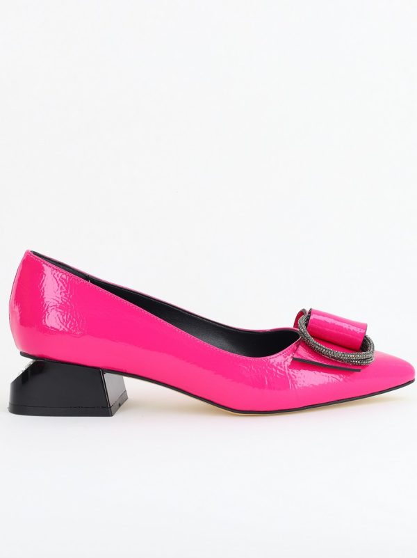 Pantofi cu Toc Eleganti din Piele Ecologica Texturată culoare Fuchsia Lac - BS155BA2405481 173