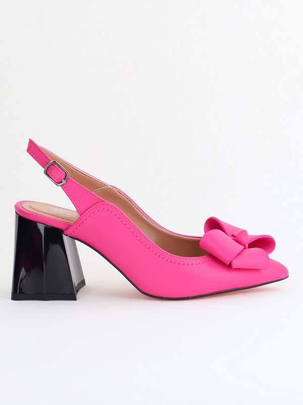Pantofi damă cu Toc Eleganti Decupați cu Fundiță din Piele Ecologica culoare Fuchsia - BS12000D2405484 175