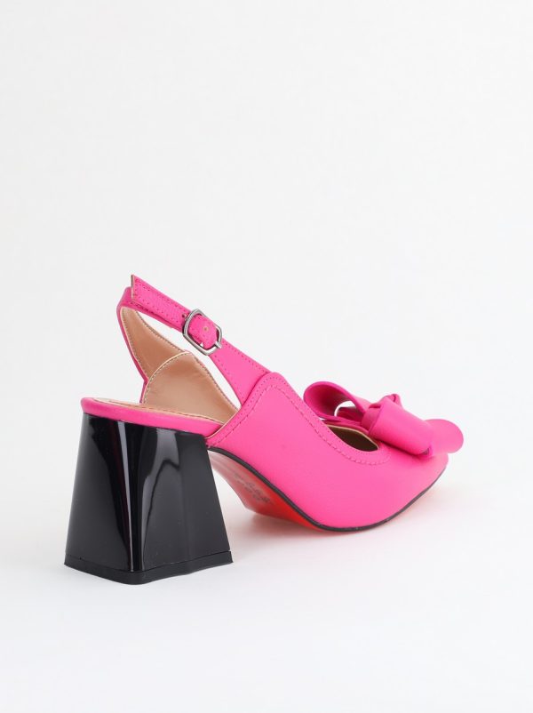 Pantofi damă cu Toc Eleganti Decupați cu Fundiță din Piele Ecologica culoare Fuchsia - BS12000D2405484 177