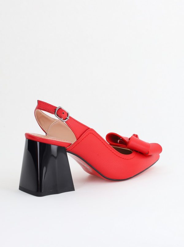 Pantofi damă cu Toc Eleganti Decupați cu Fundiță din Piele Ecologica culoare Roșu - BS12000D2405492 176