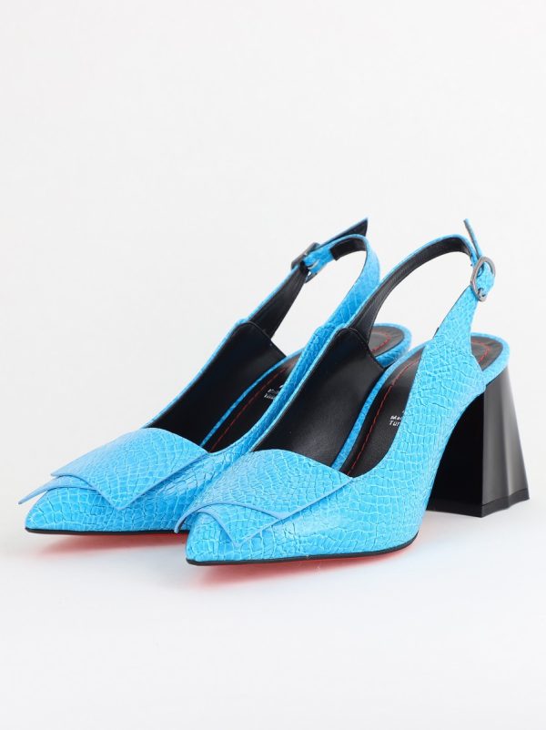 Pantofi damă cu Toc Eleganti Decupați din Piele Ecologica culoare Albastru - BS20021AY2405583 174