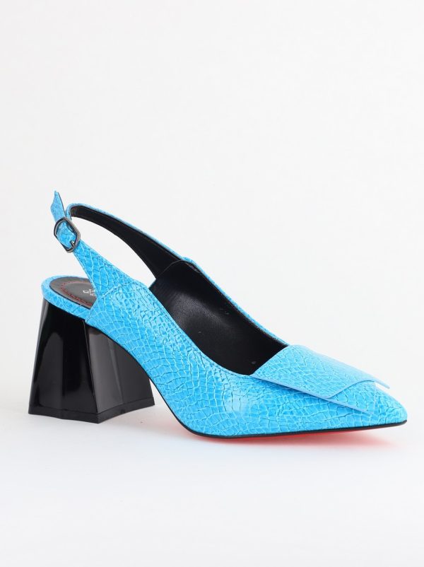 Incaltaminte Dama - Pantofi damă cu Toc Eleganti Decupați din Piele Ecologica culoare Albastru - BS20021AY2405583