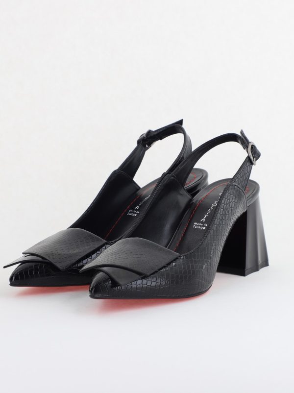 Pantofi damă cu Toc Eleganti Decupați din Piele Ecologica culoare Negru - BS20021AY2405585 174