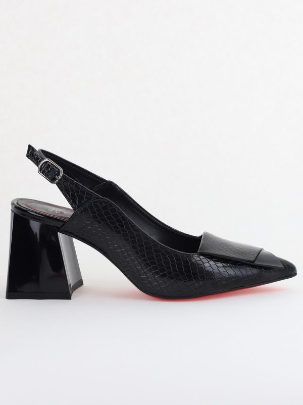 Pantofi damă cu Toc Eleganti Decupați din Piele Ecologica culoare Negru - BS20021AY2405585 176