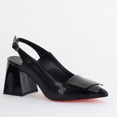 Pantofi damă cu Toc Eleganti Decupați din Piele Ecologica culoare Negru - BS20021AY2405585