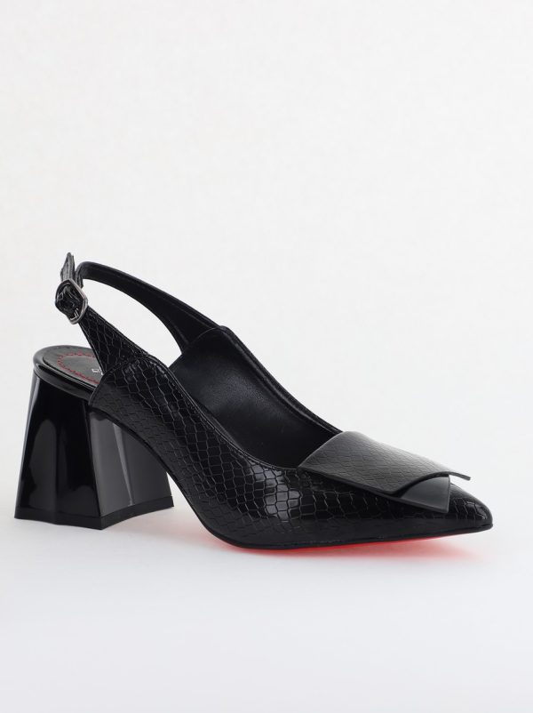 Incaltaminte Dama - Pantofi damă cu Toc Eleganti Decupați din Piele Ecologica culoare Negru - BS20021AY2405585