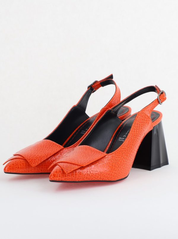 Pantofi damă cu Toc Eleganti Decupați din Piele Ecologica culoare portocaliu - BS20021AY2405587 174