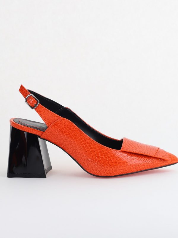 Pantofi damă cu Toc Eleganti Decupați din Piele Ecologica culoare portocaliu - BS20021AY2405587 176