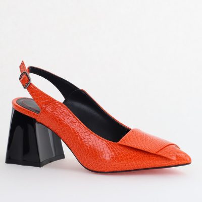 Pantofi damă cu Toc Eleganti Decupați din Piele Ecologica culoare portocaliu - BS20021AY2405587