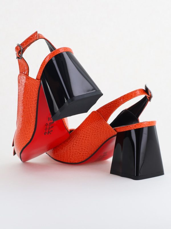 Pantofi damă cu Toc Eleganti Decupați din Piele Ecologica culoare portocaliu - BS20021AY2405587 179