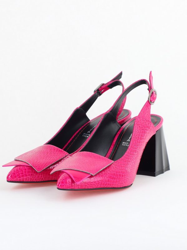 Pantofi damă cu Toc Eleganti Decupați din Piele Ecologica culoare Roz Fuchsia - BS20021AY2405592 174