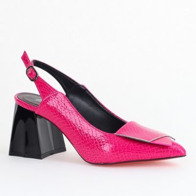 Pantofi damă cu Toc Eleganti Decupați din Piele Ecologica culoare Roz Fuchsia - BS20021AY2405592