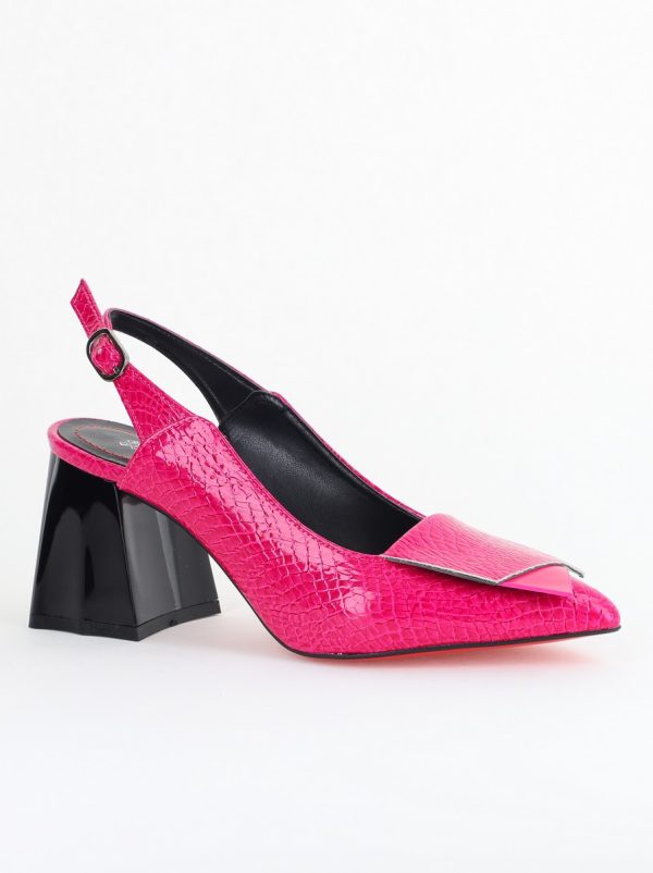 Incaltaminte Dama - Pantofi damă cu Toc Eleganti Decupați din Piele Ecologica culoare Roz Fuchsia - BS20021AY2405592