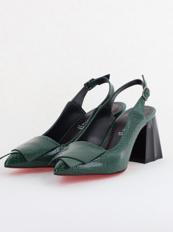 Pantofi damă cu Toc Eleganti Decupați din Piele Ecologica culoare verde - BS20021AY2405586 174