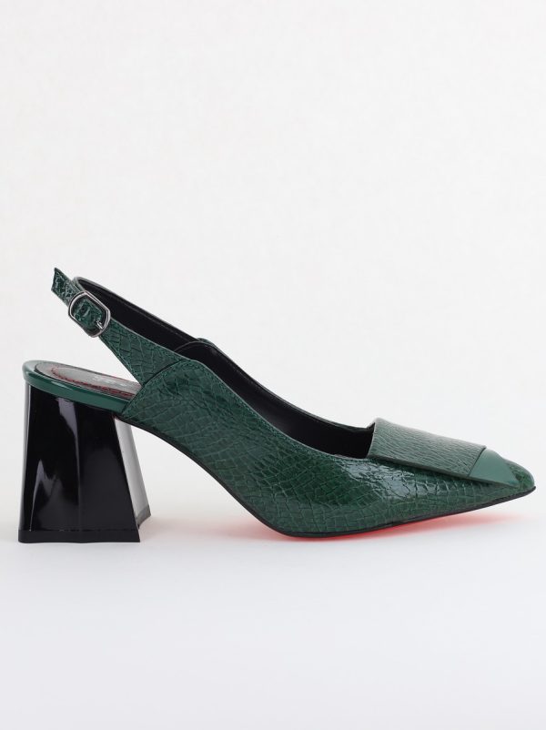 Pantofi damă cu Toc Eleganti Decupați din Piele Ecologica culoare verde - BS20021AY2405586 176