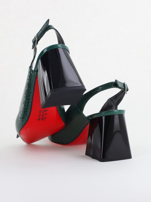 Pantofi damă cu Toc Eleganti Decupați din Piele Ecologica culoare verde - BS20021AY2405586 179
