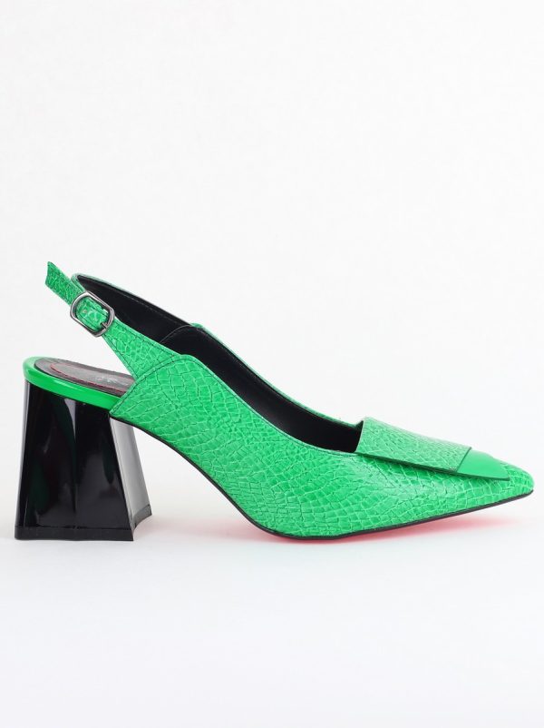 Pantofi damă cu Toc Eleganti Decupați din Piele Ecologica culoare verde benetton- BS20021AY2405589 176