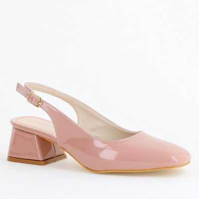 Pantofi Damă cu Toc Gros din Piele Ecologică culoare roz (BS420AY2406660)