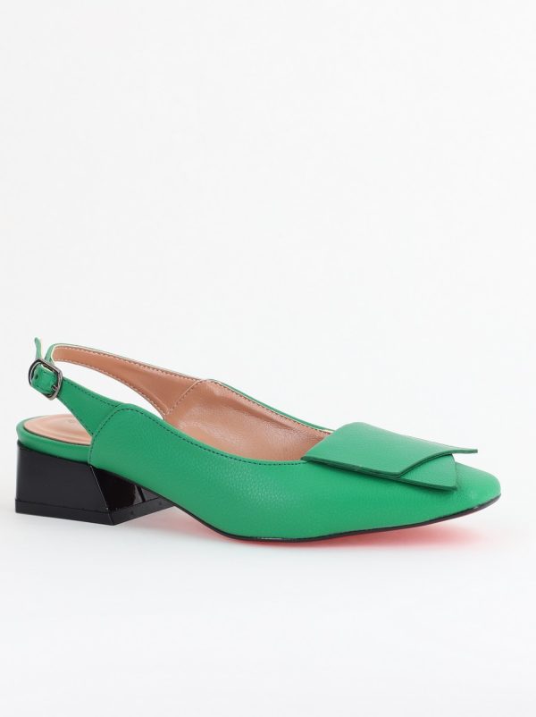 Incaltaminte Dama - Pantofi Damă cu Toc Jos din Piele Ecologică culoare Verde Benetton(BS5001D405607)