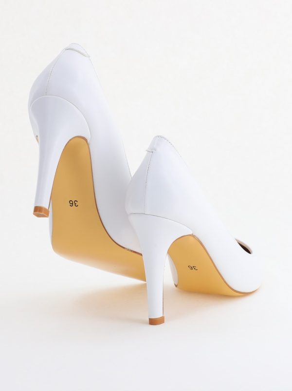 Pantofi Dama cu Toc Subtire Stiletto Piele Ecologică Alb Mat (BS799AY2405535) 173