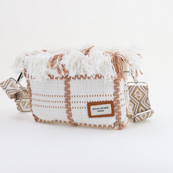 Geanta Telefon - Poșetă Damă Crossbody Alb Material Textil David Jones