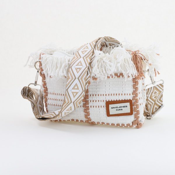 Poșetă Damă Crossbody Alb Material Textil David Jones 136