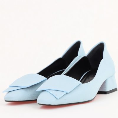 Pantofi Damă cu Toc Jos din Piele Ecologică Albastru (BS500D2403825)