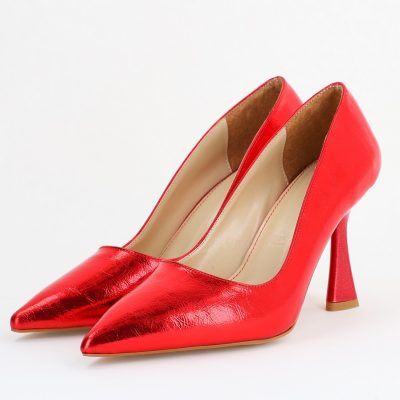 Pantofi Damă Stiletto Roșu metalic din Piele Ecologica (BS26202AY2407777)