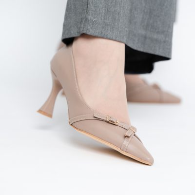 Pantofi Damă Stiletto Taupe Mat din Piele Ecologică BS0200AY2411185