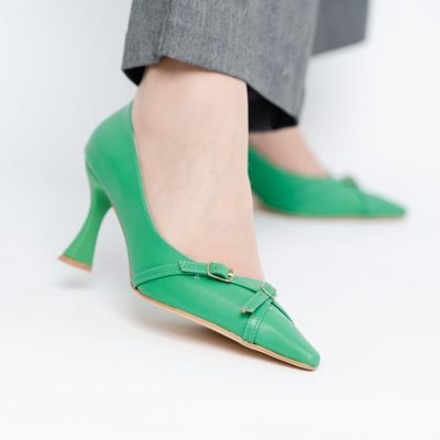 Pantofi Damă Stiletto Verde Mat din Piele Ecologică BS0200AY2411186