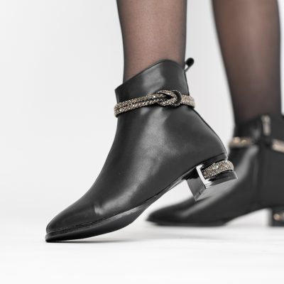 Botine damă din piele ecologică culoare Negru Mat (BS160BT2410033)