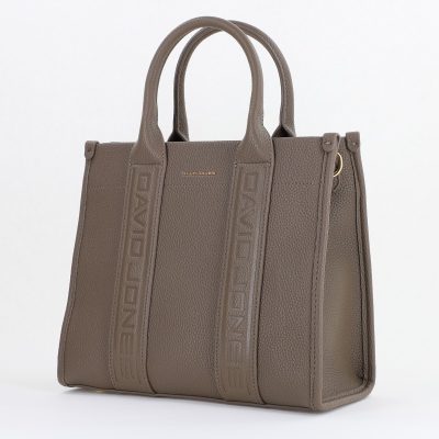 Geantă damă casual piele ecologică cu un compartiment taupe David Jones BS7172CM2409055