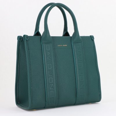 Geantă damă casual piele ecologică cu un compartiment verde David Jones BS7172CM2409057