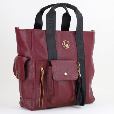 Geantă Damă Shopper Piele Ecologică Bordo de Umar Laura Biaggi BS632AB2409026