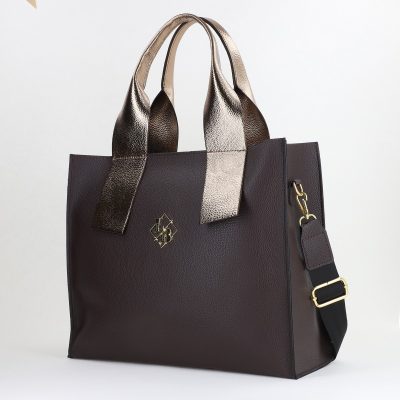 Geantă Damă Shopper Piele Ecologică Cafeniu Bretea de Umar Laura Biaggi BS302MG2409008